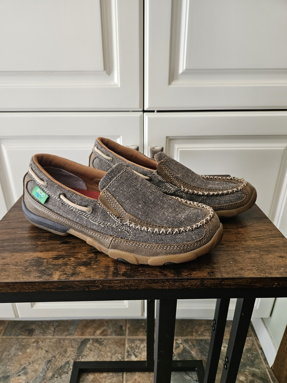 Twisted X Driving Mocs Moccasin Slip-On Loafers Boat Shoes Fabric/Leather - Picture 3 of 6